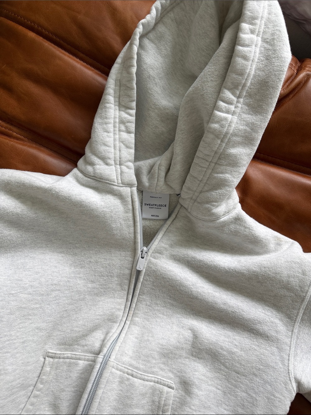 Aritzia Light Gray Zip-Up Sweatshirt Hoodie
